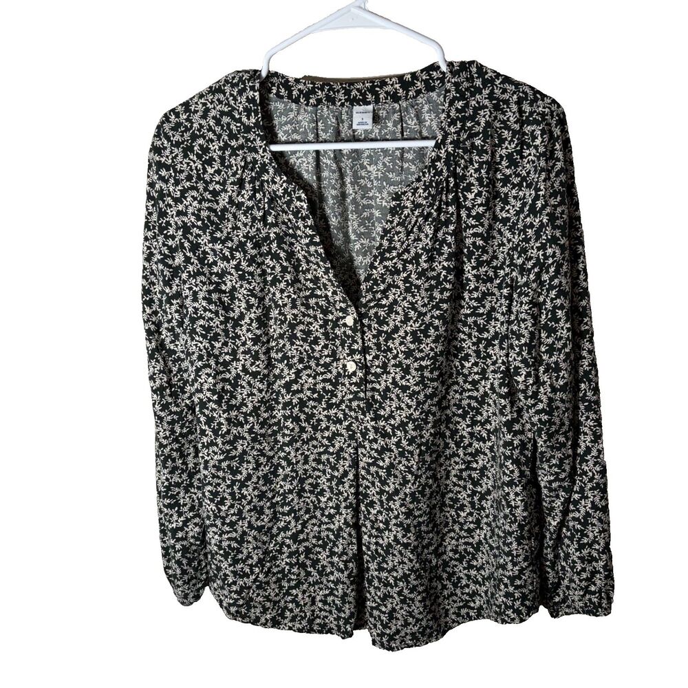 Old Navy Blouse Women's Small V-Neck Floral Long Sleeve Popover Casual Top